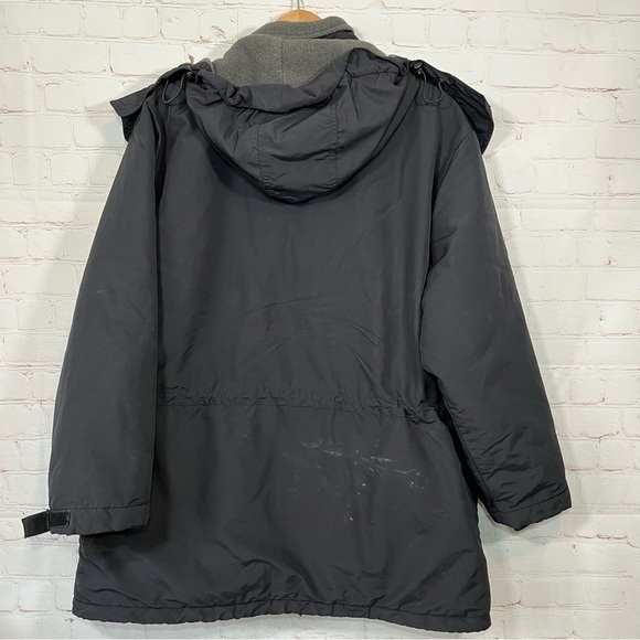 Vintage Lands End Fleece Winter Jacket Womens XL 18-20 Black Hooded - Picture 7 of 13